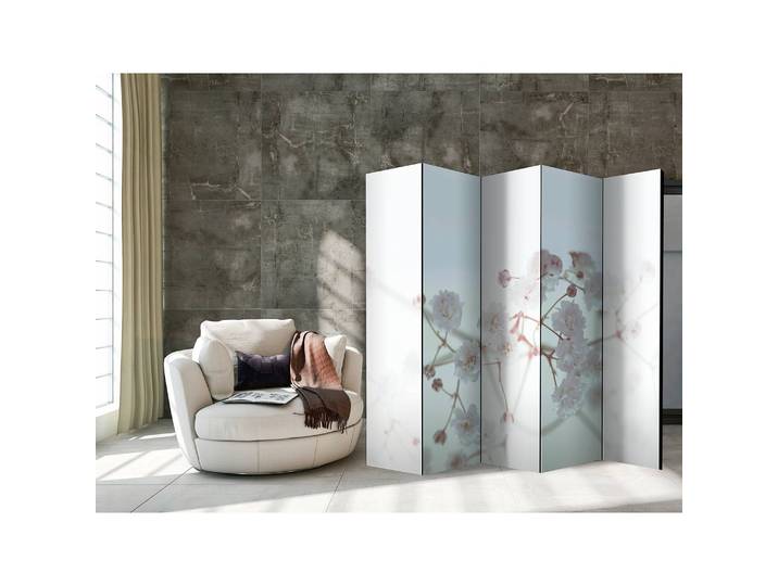 Paravent White Flowers Polaire Blanc 225 x 172 x 3cm 5 éléments