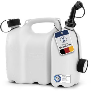 Hünersdorff Kombikanister 804900 Profi, für 6L Benzin & 3L Öl, weiß, mit Auslaufrohr