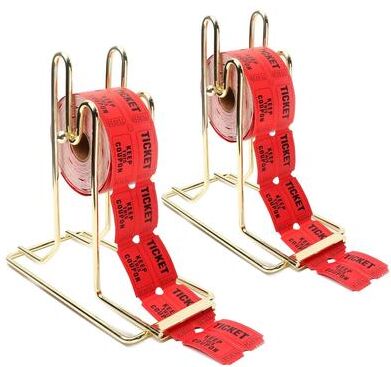 GSE Games & Sports Expert GSE™ 2-Pack Brass Raffle Ticket Dispenser for Single/Double Roll Raffle Tickets Lotteries - Yellow
