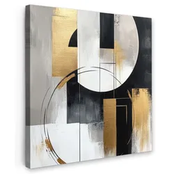 LEINWANDBILD Abstrakt - Gold - Silber - Formen - Ästhetik Deko Wohnzimmer 20x20 cm