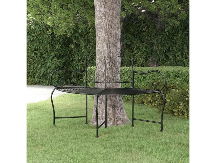 SALE 2026  Banc de jardin Noir - Banc tour d'arbre 150cm Noir Acier PRO513427166