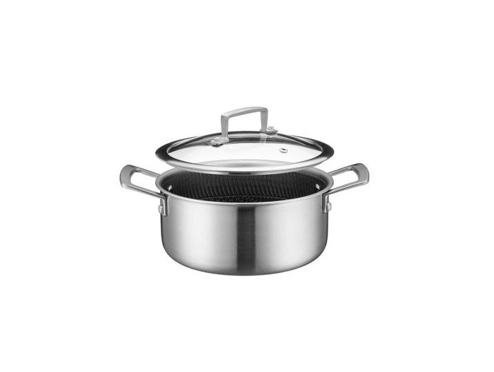Mäser Kochtopf Hestia Keramik, Schwarz, Silber, Metall, 2,8 L, rund, 15 cm, backofengeeignet, Kochen, Töpfe, Kochtöpfe