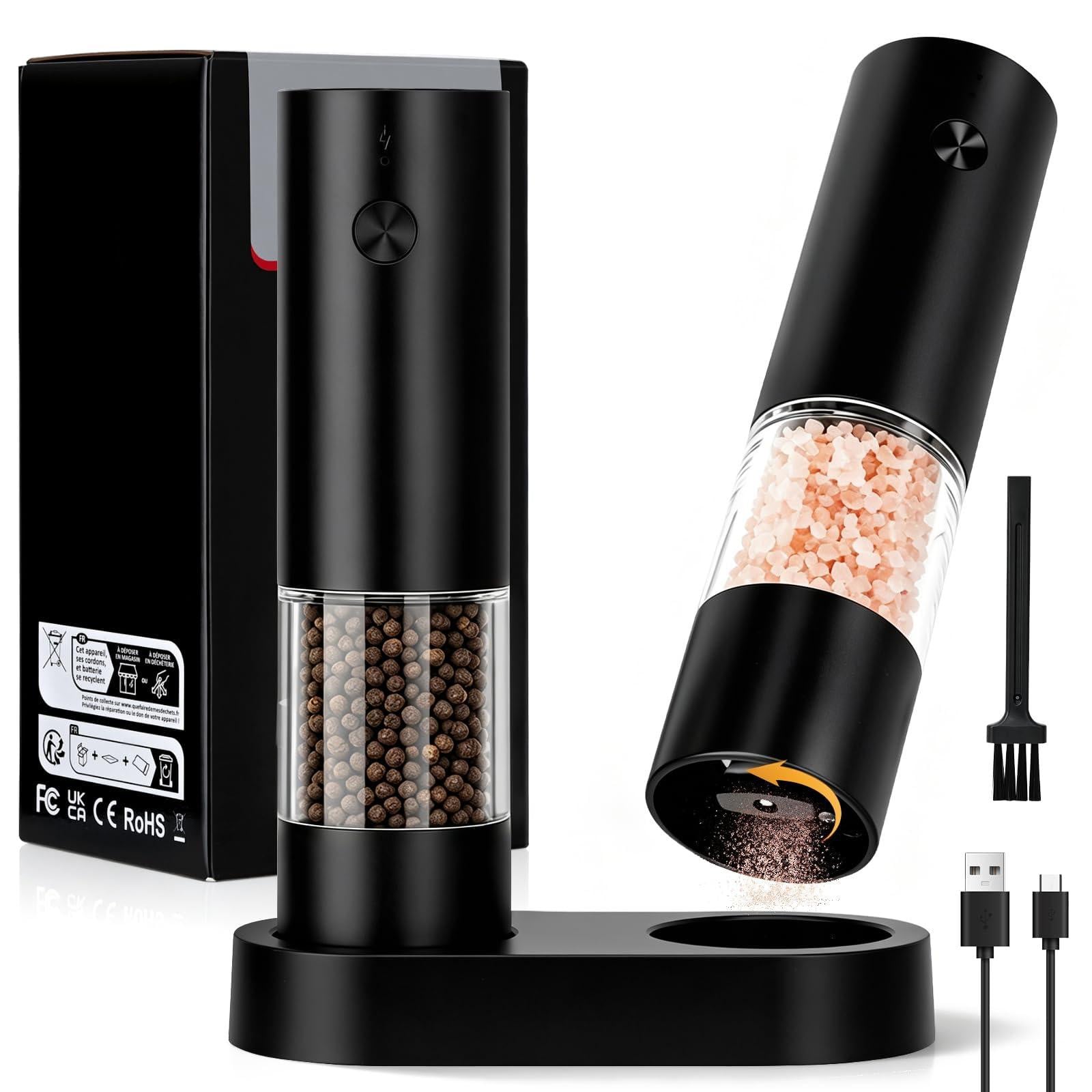 Dripio Elektrische zout- en pepermolens set, USB-oplaadbaar, 2 stuks