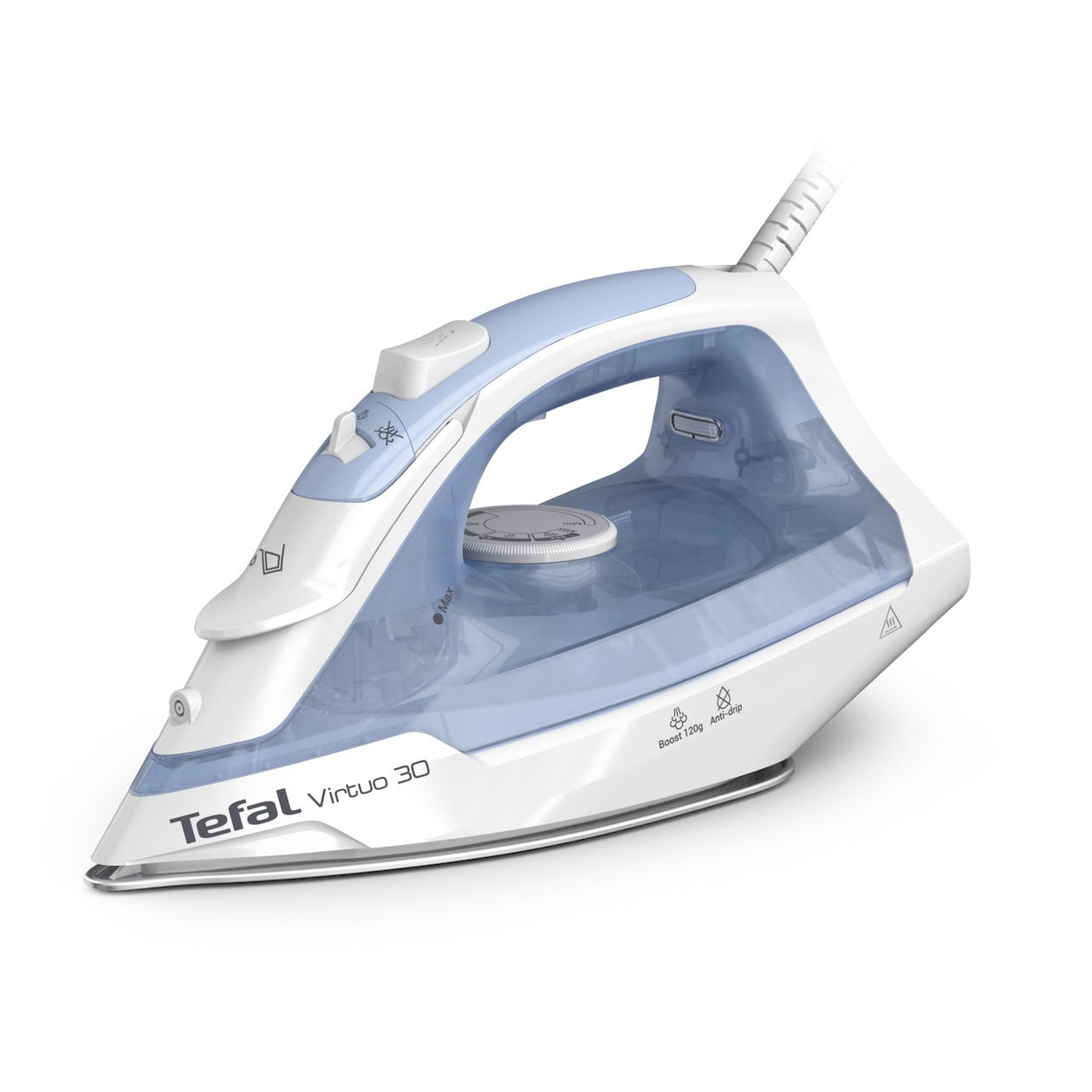 Tefal Virtuo 30 FV2C41E0 Stoom- en droogstrijkijzer met keramische strijkzool, Blauw/Wit