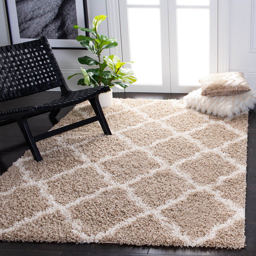 Marlow Home Co. Atchison Geometric Area Rug Beige Rectangle 183 x 274 cm