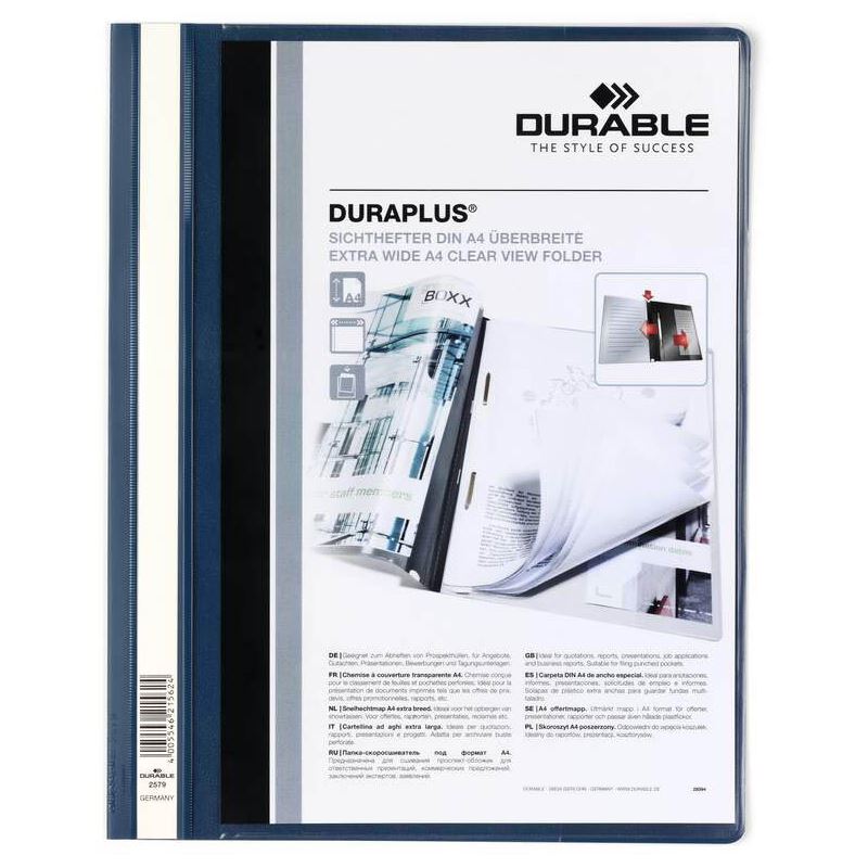 DURABLE 25 Präsentationshefter DURAPLUS blau DIN A4 überbreit (257907)