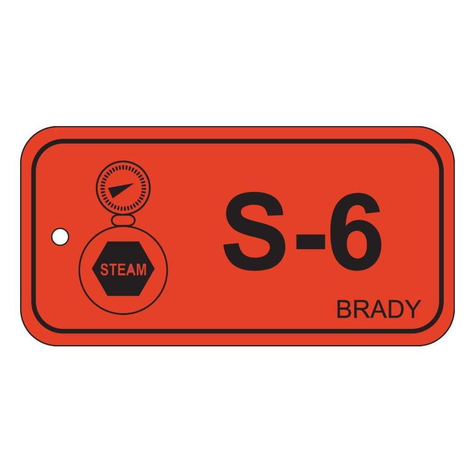 Brady B-7527, Polypropylen Schild, Energy Source Tag - Steam/Dampf, 75 x 38mm, Schwarz auf Orange (ENERGY TAG-S-6-75X38MM-PP/25)