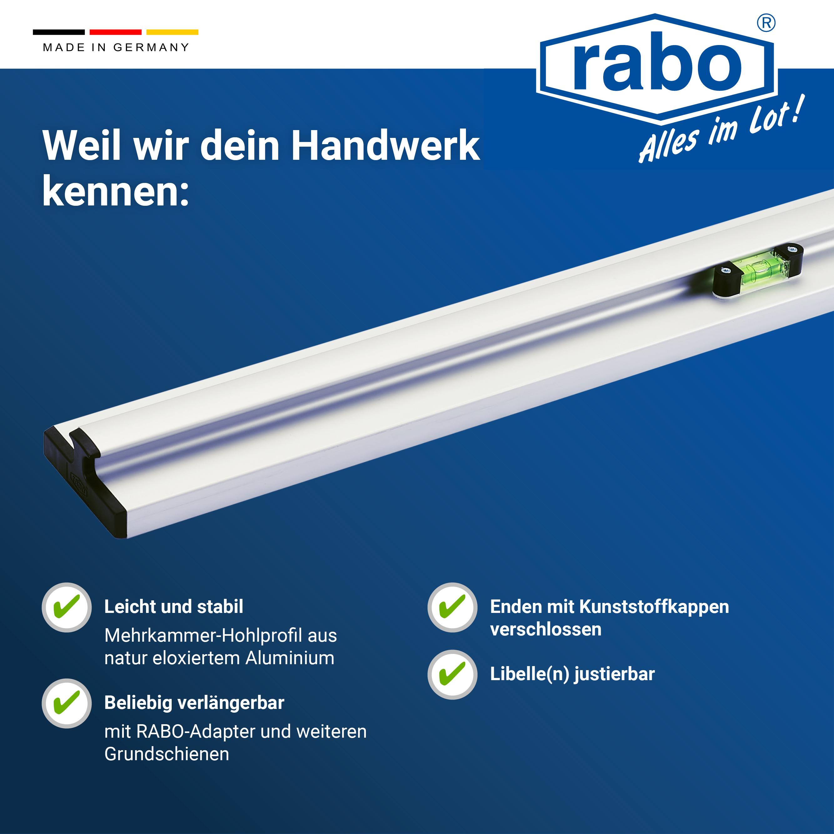rabo Grundschienensatz (2 Stk) - 300 cm Länge Griffmulde für optimales Verlegen 100 mm breite Auflagefläche für maximale Stabilität
