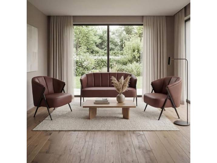 Mendler Wohnzimmer-Set HWC-P30 Metall - rostrot