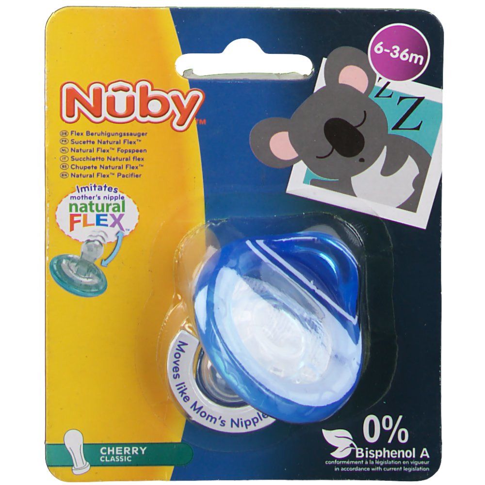 Nuby Fopspeen Natural Flexibel Kers 6-36 Maanden 1 St Schnuller