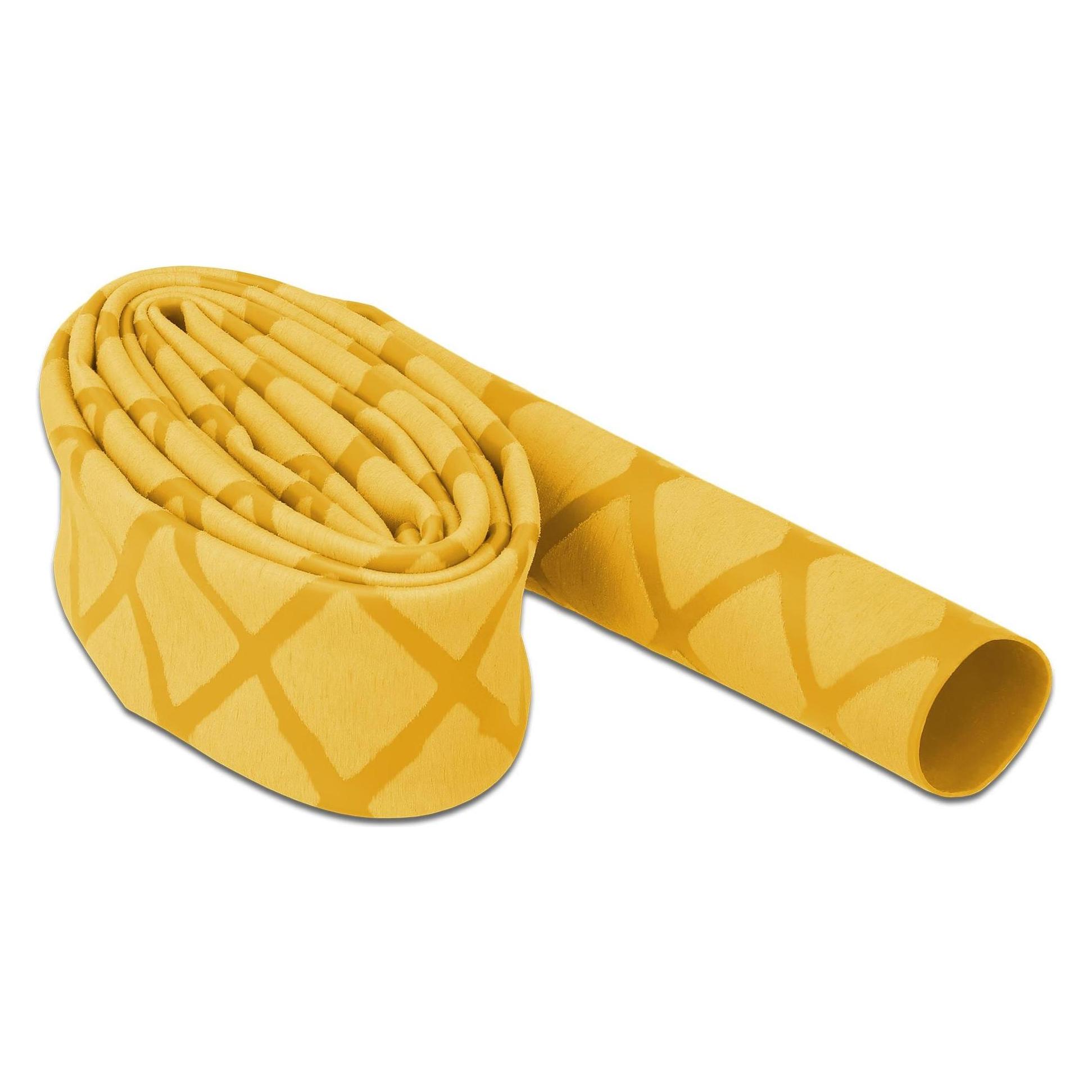 Delock Schrumpfschlauch X-Muster rutschfest 1 m x 15 mm gelb (1x) (19592)