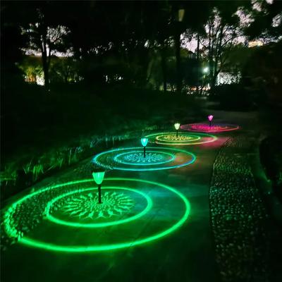 Outdoor Solar Garden Lights Solar Pathway Lights Outdoor Waterproof, Round Lighting Pattern For Yard, Garden Path, Walkway Decor color Changed 4pack