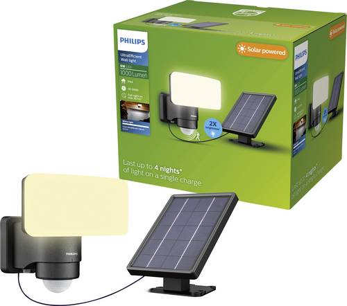 Philips LED Tylus 929004632301 Solar-Außenwandleuchte mit Bewegungsmelder LED 6W Schwarz