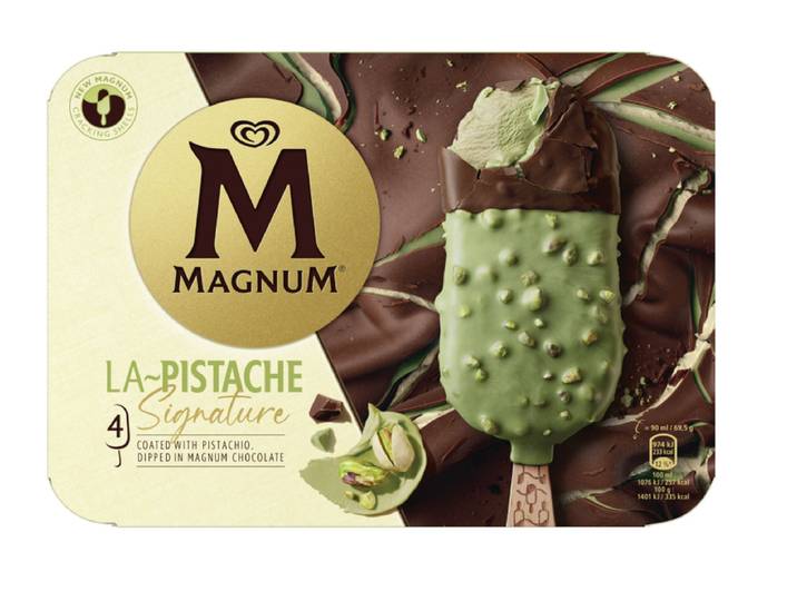 MAGNUM Glaces Bâtonnets Pistache Chocolat 4x90ml