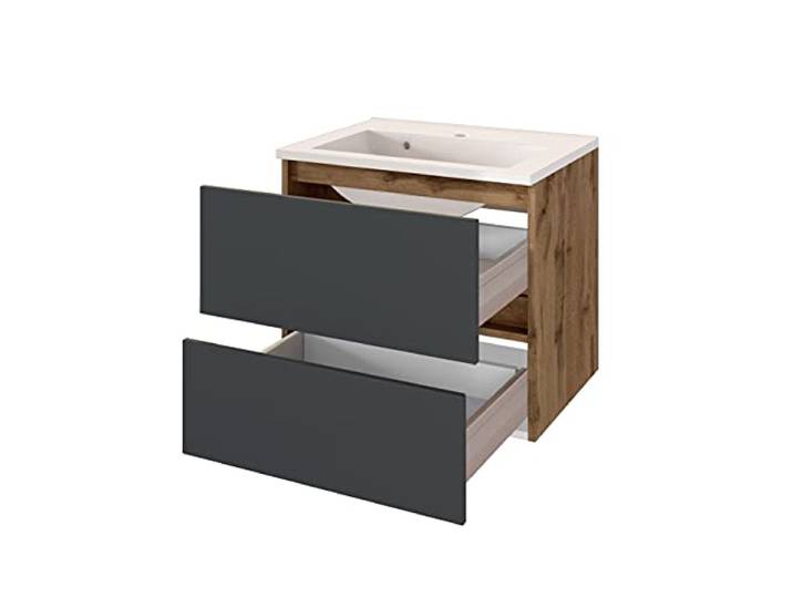 Waschtischunterschrank Luna 60cm 2 Schubladen - Eiche/grau