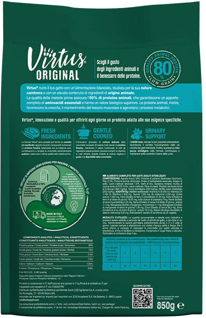 Virtus Cat Sterilised Primitive Formula 850G