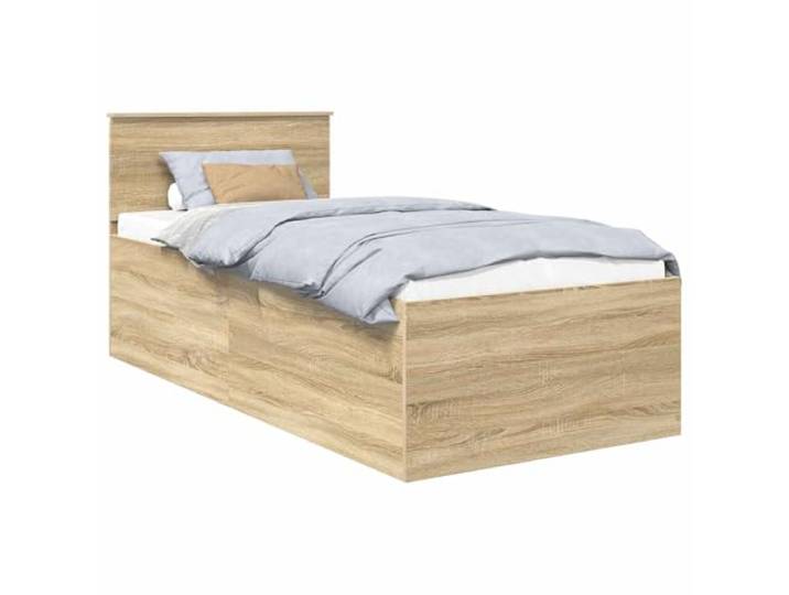 PUGYNBK Bettgestell mit Kopfteil Sonoma Eiche 75 x 190 cm Technisches Holz, feste Lamellen, einfache Montage, Innenbereich, minimalistisches Design
