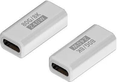 INF 2er-Pack 240W 80Gbps USB-C Buchse-zu-Buchse Adapter, Gerade, Schwarz Weiß
