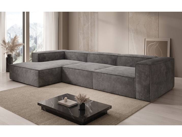 Designer Ecksofa Lesley in Cord - Amber - Rechts - Cord - Luxusbetten24