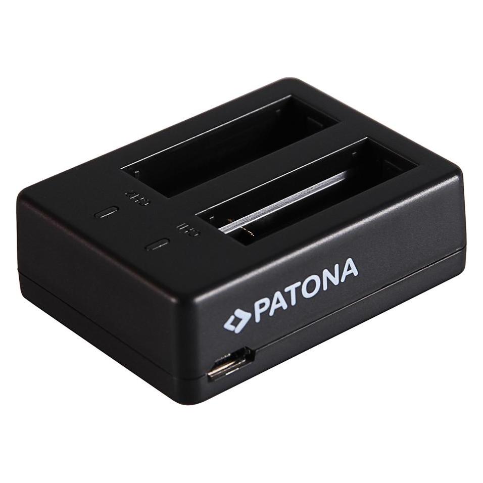 Patona Dual Schnell-Ladegerät f. SJCAM SJ7 Star inkl. Micro-USB Kabel (Kamera Akku Ladegerät) (33391212)