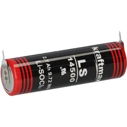 Kraftmax Lithium Batterie 3,6V LS14500 AA-Zelle mit Pin +/-