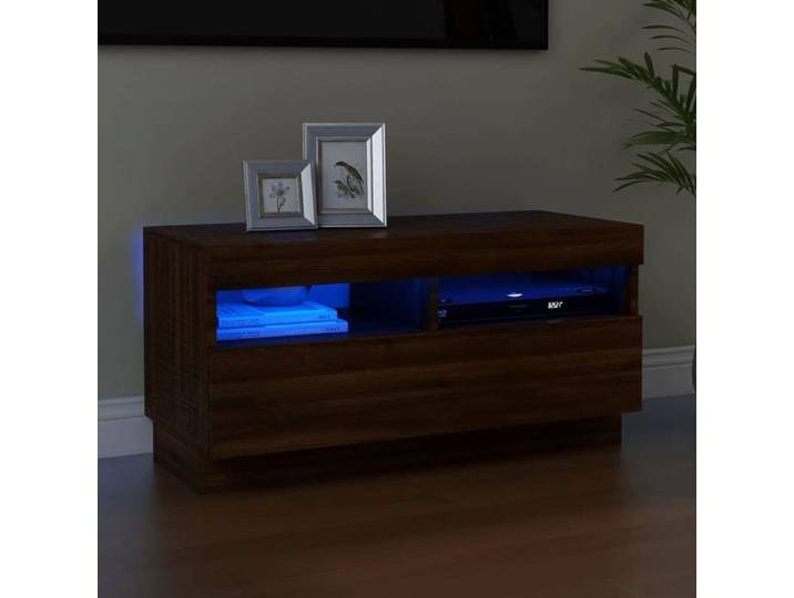 Meuble TV avec Lumières LED Armoire Basse Centre de Divertissement Armoire Média Salon Salle de Séjour Intérieur 815725