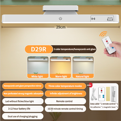 Universal Stock Rechargeable Magnetic Desk Lamp With Remote Control, Touch Dimming & Timer 3 Color