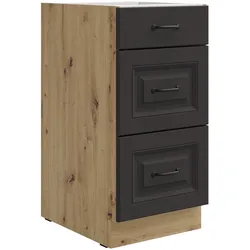 Küchen Unterschrank 40 cm Stilo Grau Vollauszug Soft-Close Küche Einbauküche