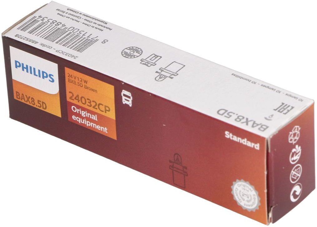 Ampoule à incandescence PHILIPS Standard PBX5 24V, 1,2W, 10 Pièce