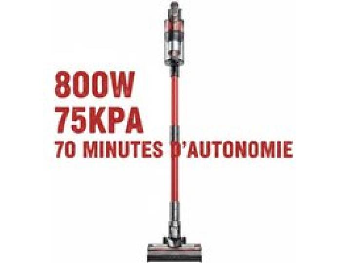 Aspirateur balai sans fil haute filtration 7 étapes 800W 75Kpa 70min autonomie bac 2L anti-enchevêtrement avec éclairage LED