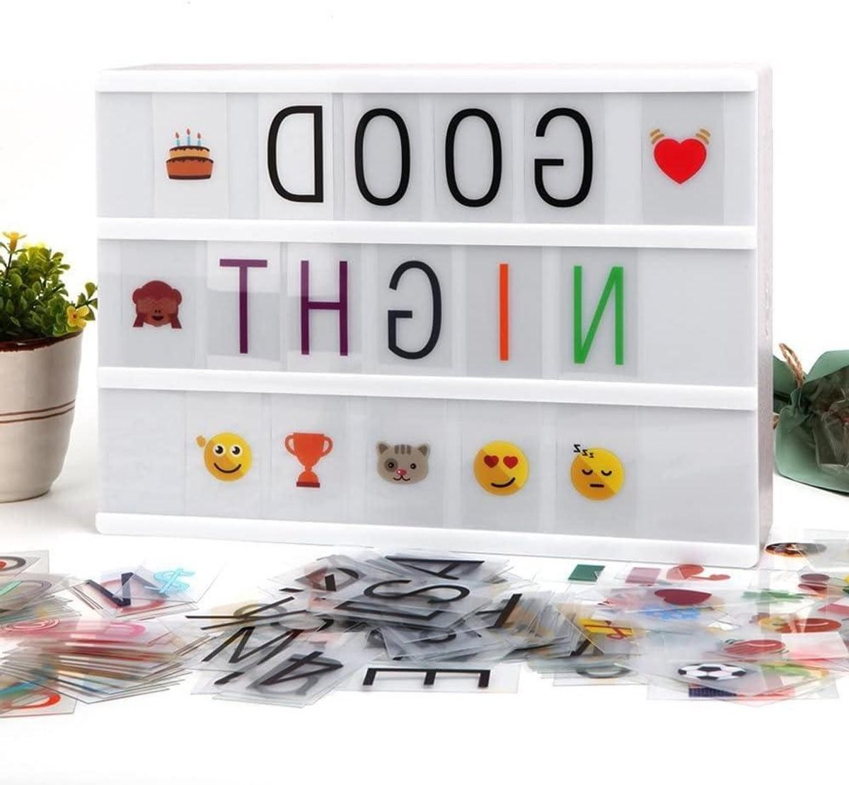 Cinema Sign Letters Lightbox Kaarten met 118 Veelkleurige Emoji's voor Decoratie