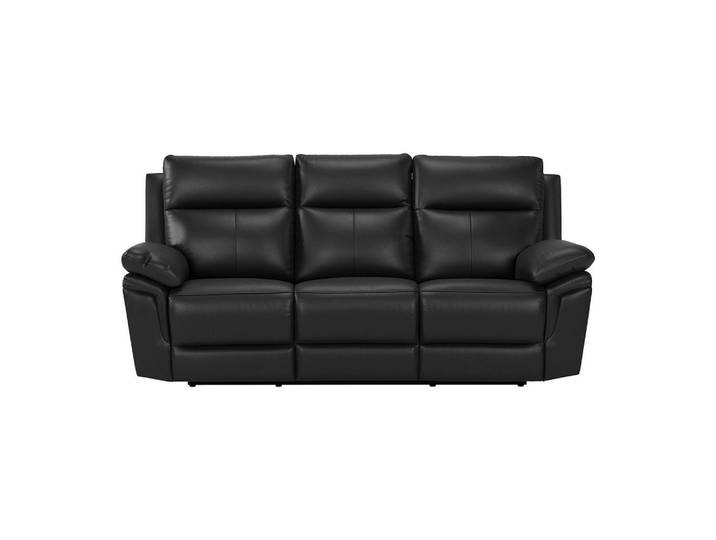 Vente-Unique Relaxsofa - 3 Personen - leder - schwarz Pakita, Schwarz, Kunststoff, 208x102x92 cm, Wohnzimmer, Sofas & Couches, Sofas