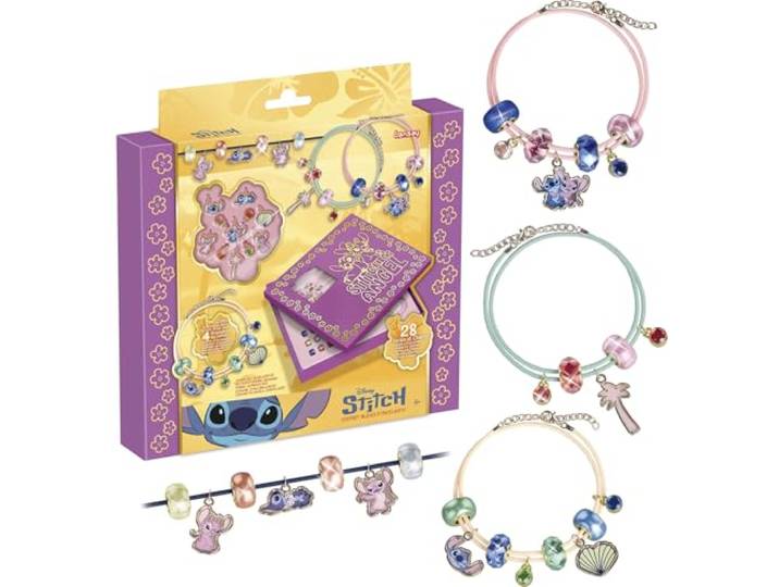 Lansay - Disney Stitch Coffret Bijoux Étincelants - 4 Colliers - Dès 6 Ans Création DIY - Perles Brillantes et Charms en Licence Officielle - Résultat Scintillant à Porter - Activité Relaxante