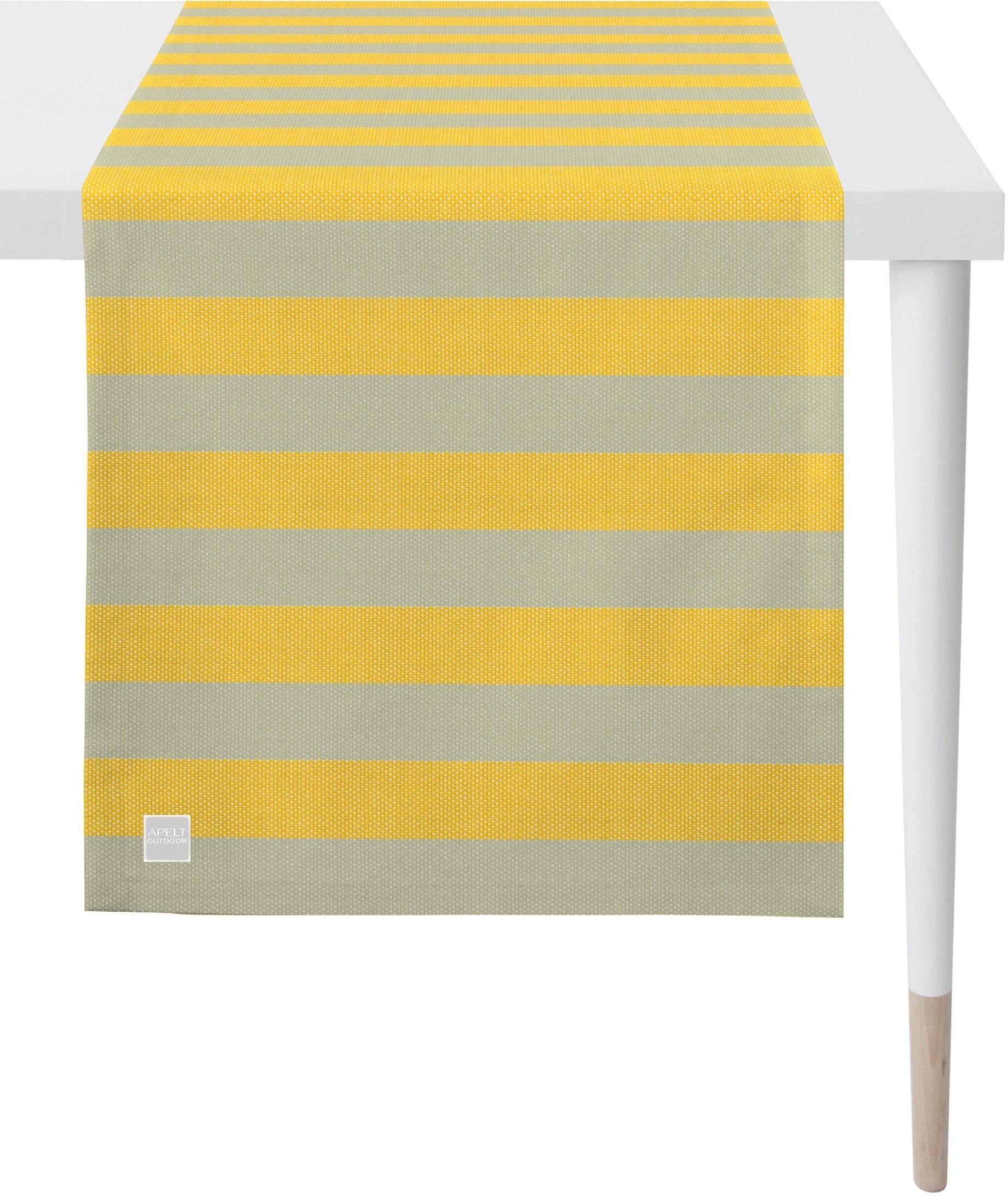 Tischläufer APELT "3967 Outdoor, Sommerdeko, Sommer", gelb (gelb, sand), B:46cm L:140cm, Polyester, Tischdecken, Tischläufer, Jacquardgewebe