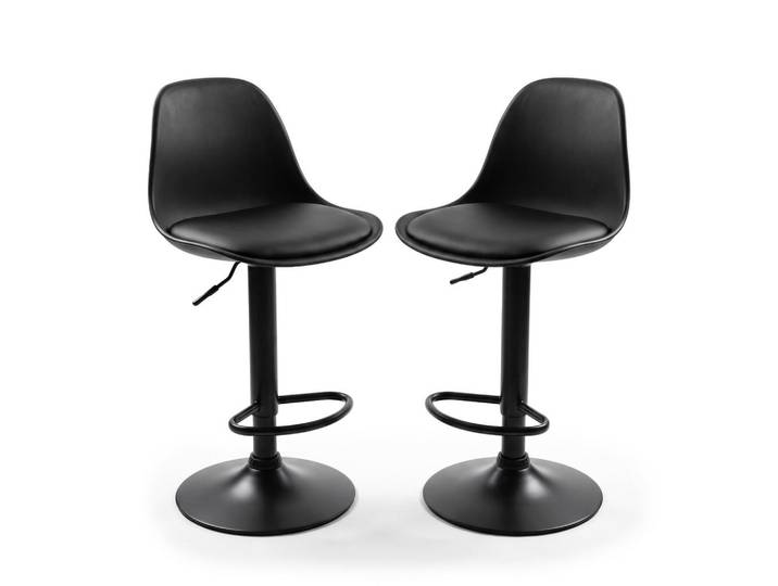 Relaxdays Barhocker Schwarz 2er-Set höhenverstellbar mit Rückenlehne, Metall, Kunststoff, 38x103x38 cm, Esszimmer, Barmöbel, Barhocker