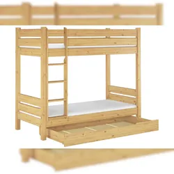Erst-Holz Etagenbett stabil Kiefer 90x200 Nische 80 teilbar Rollrost Matratzen Bettkasten 60.16-09 T80MS1