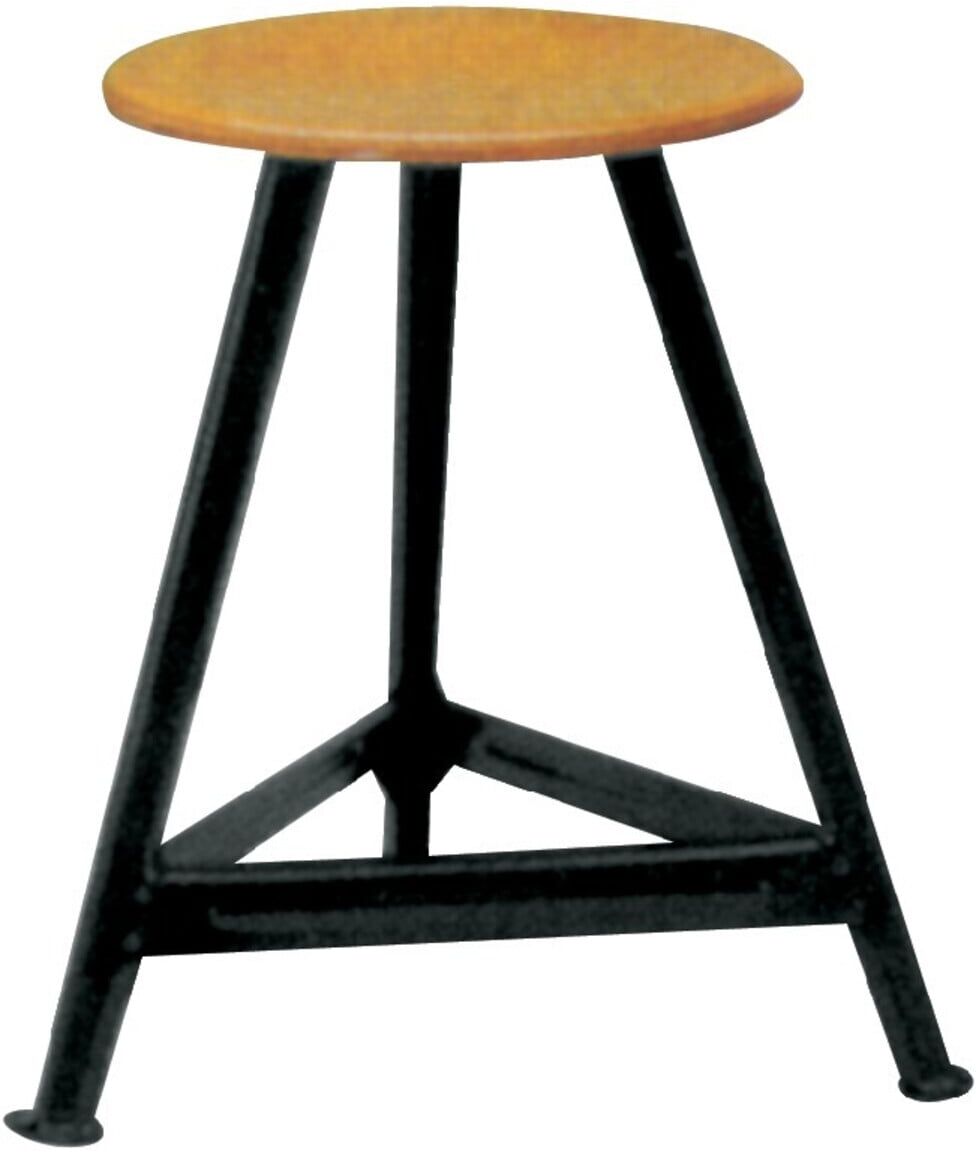 Bandstahlhocker Holz Rundsitz, RAL 9005 Dreibein, Höhe 500 mm Sitzfläche D 350 ; E/D/E