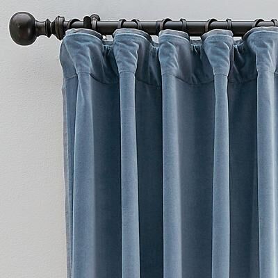 "Alessandra Velvet Drapery Panel - Cornflower, 50""W x 84""L - Ballard Designs"