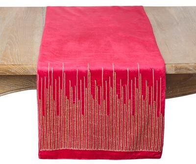Saro Lifestyle Velvet Glam Table Runner - Decorative Runner for Wedding Tables, Formal Dining, Holiday Entertaining and Elegant Tablescapes