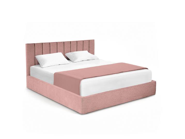 Polsterbett 160 x 200cm Chenille Roselia Pink/Mauve 1 Bettkasten