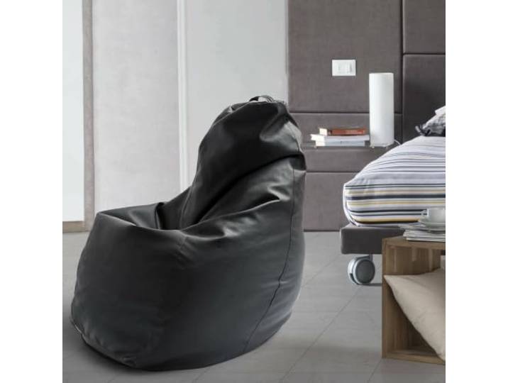 Talamo Italia - Annachiara-Pouf, Sitzsack-Pouf, Sitzsack aus Öko-Leder, 100 % Made in Italy, 70 x 70 x 110 cm, Schwarz