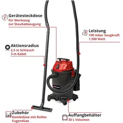 Einhell, Industriestaubsauger, TC-VC 1930 A 2342490 Nass-/Trockensauger 30 l (Nass-Trockensauger)