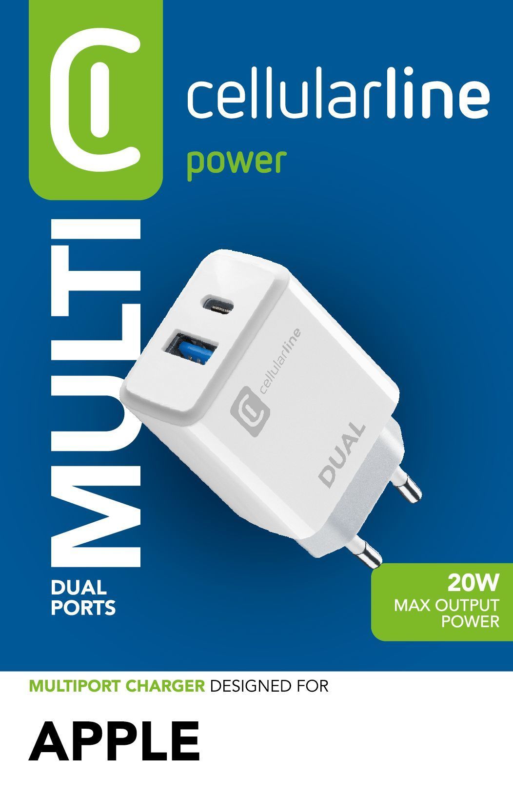 Cellular Line Dual Charger - iPhone 8 or later ACHIPHUSB2PD20WW