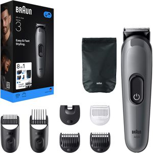 Braun Barttrimmer All-In-One Series 3, AIO3540, 16 Schnittstufen, mit 6 Aufsätzen und Tasche