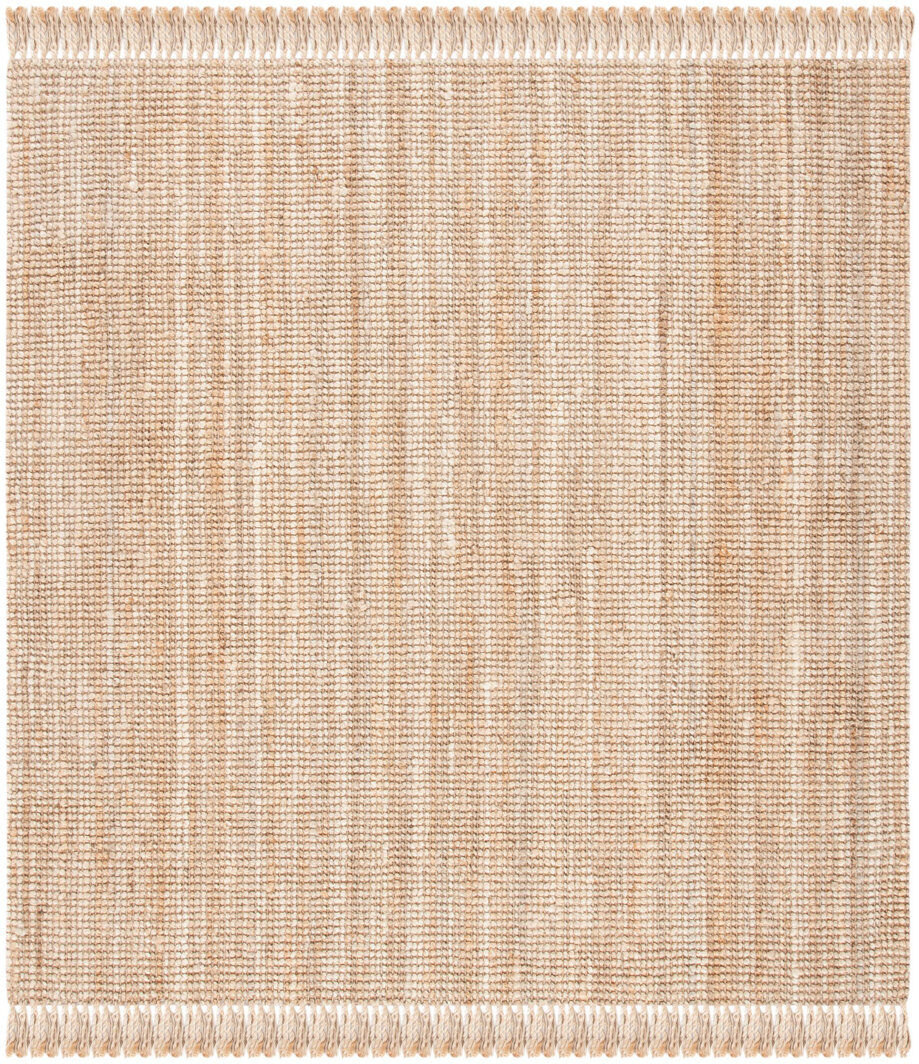 Blue Elephant Lin Handwoven Jute Brown/Ivory Area Rug Beige Square 183cm