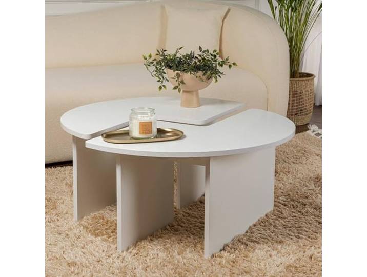 Dmora Couchtisch Codroipo 90x90x41h cm Rund Weiß
