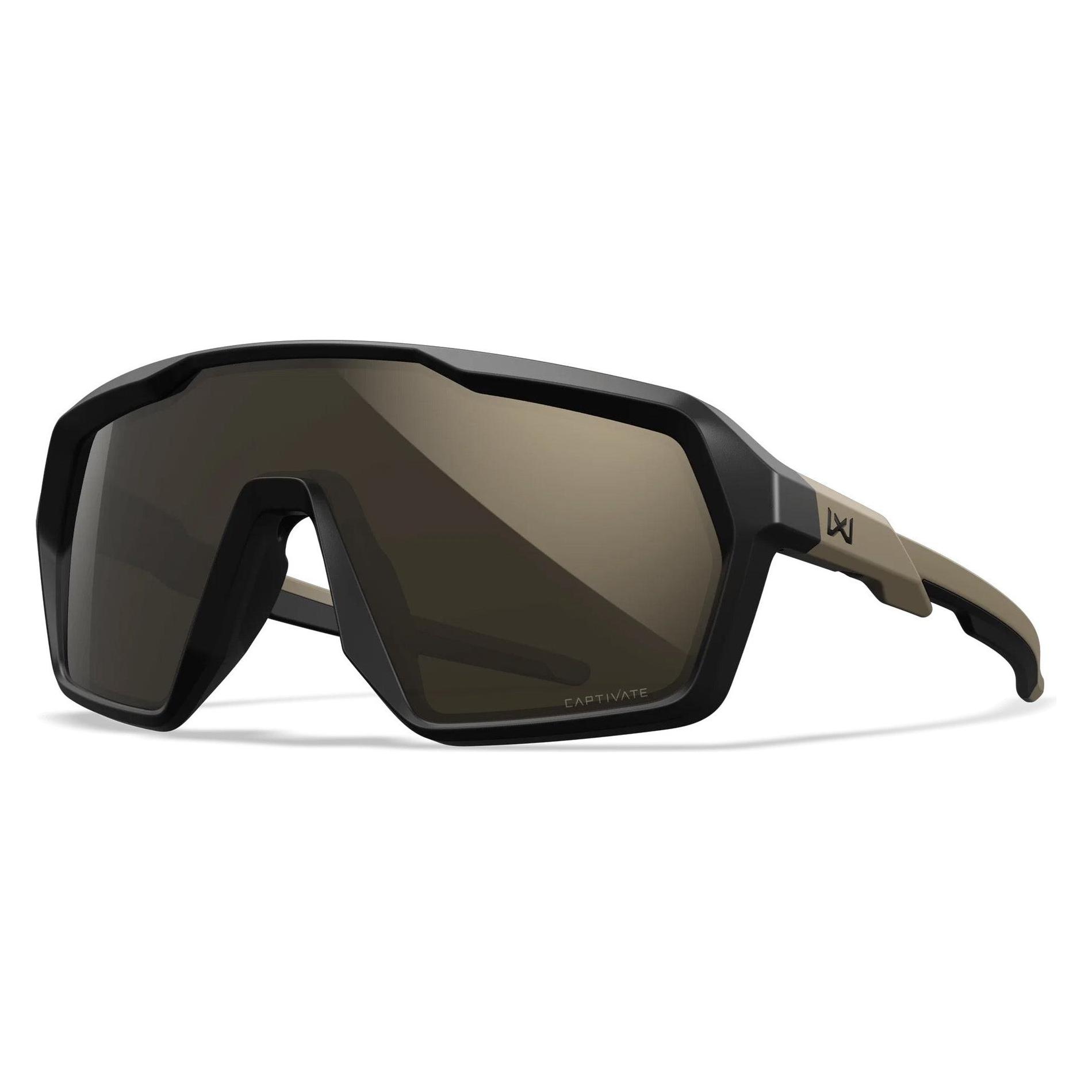 Wiley X Sonnenbrille WX Citadel, Matte Black and Tan Frame with CAPTIVATE Tungsten Mirror Lens (760-CHCTD04)