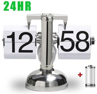 Uplift Picks Automatic Retro Flip Desk Clock With Large Number Display white (24h)