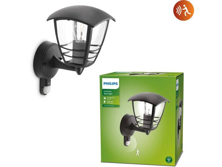 Philips Creek buitenwandlamp - met sensor - zwart