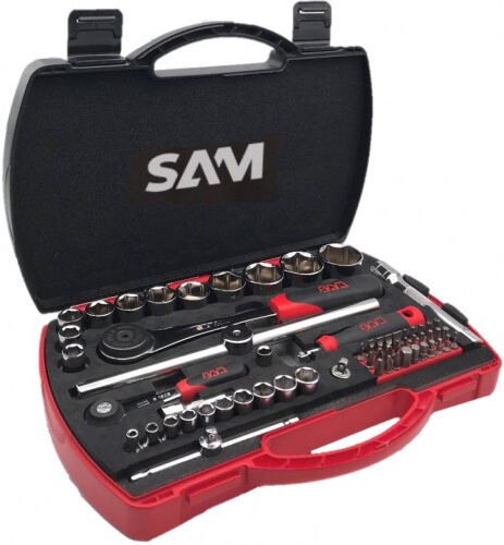 Coffret de douilles et accessoires 1/4'' et 1/2'' 60 pièces SAM OUTILLAGE 75-SHR60